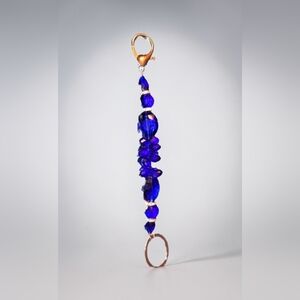 Jacqueline Kent Sapphire Blue Beaded Bag Charm/Key Finder, NIP
